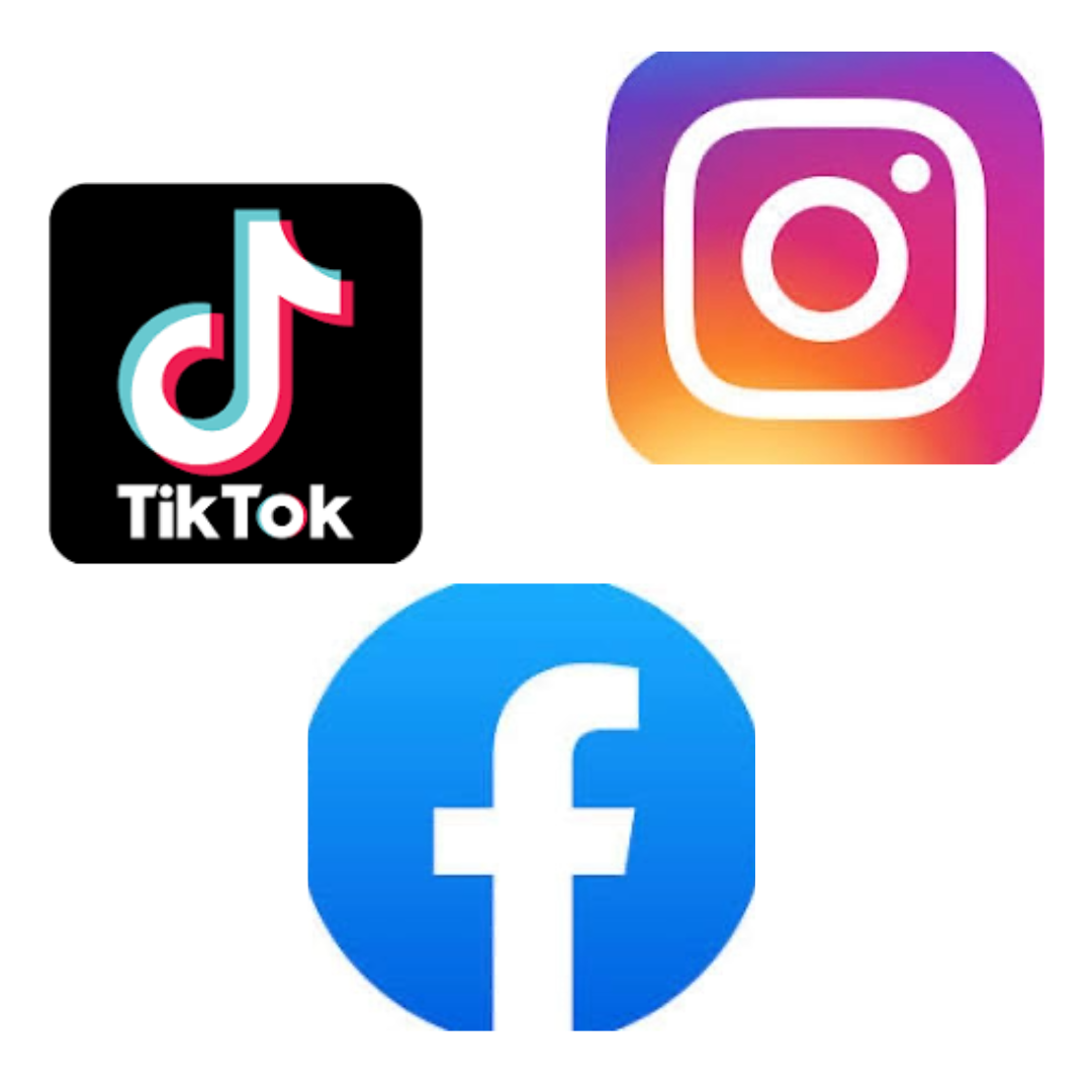 tik tok Facebook instagram logos
