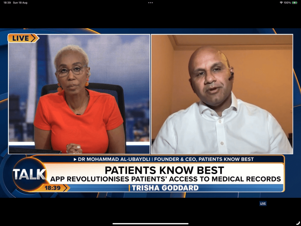 Trisha Goddard on Talk TV interviews Patients Know Best 