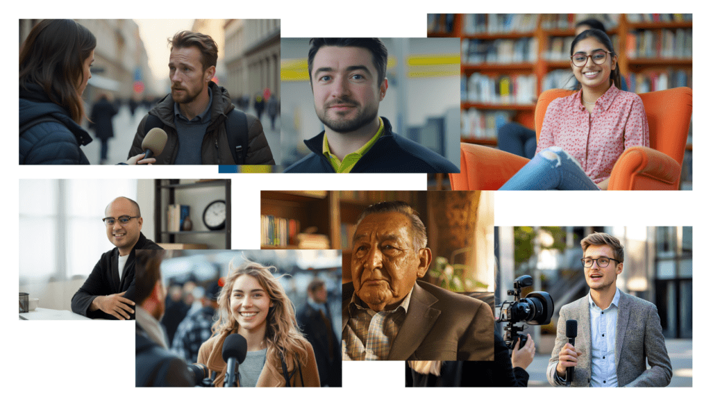 collage of people being interviewed