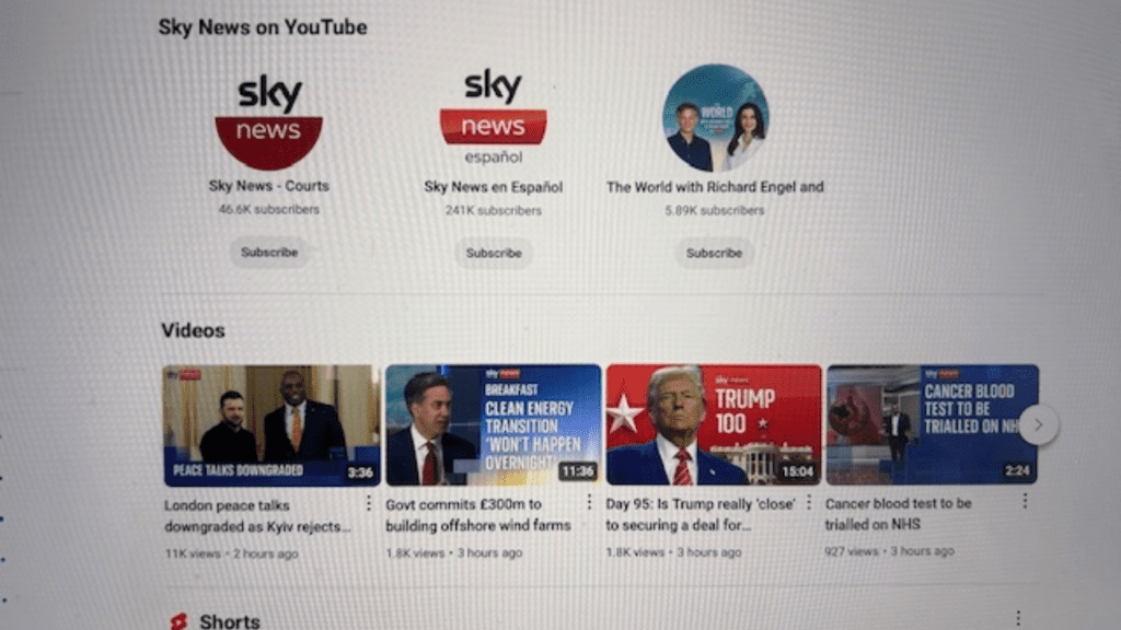 sky news on youtube