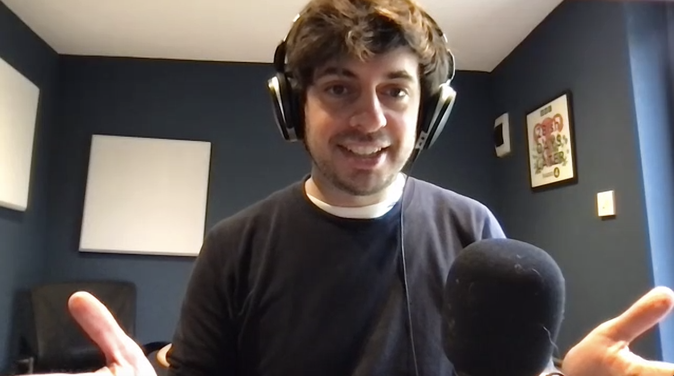 man with headphones and microphone
