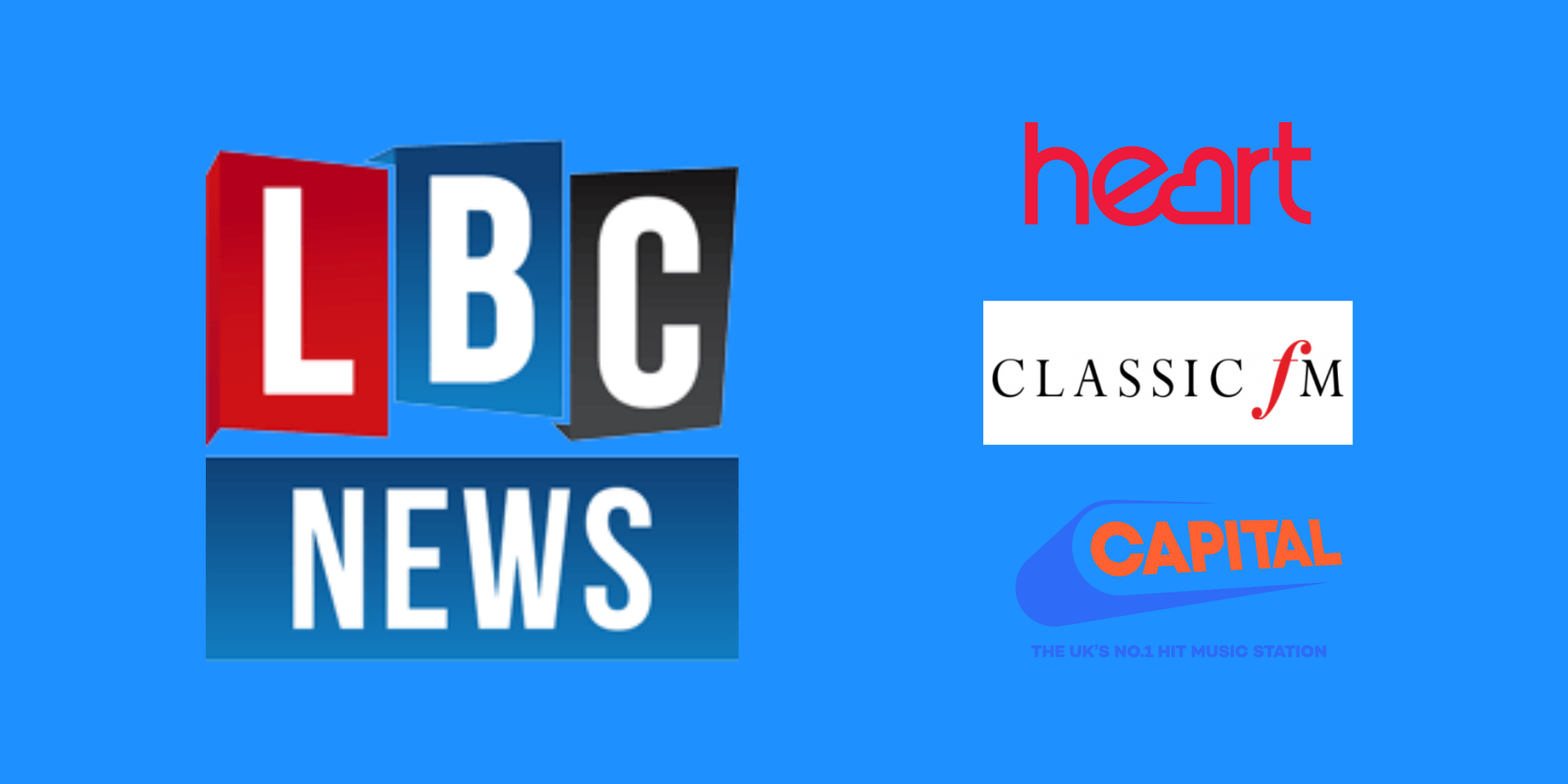 lbc , heart, capital and classic fm logos