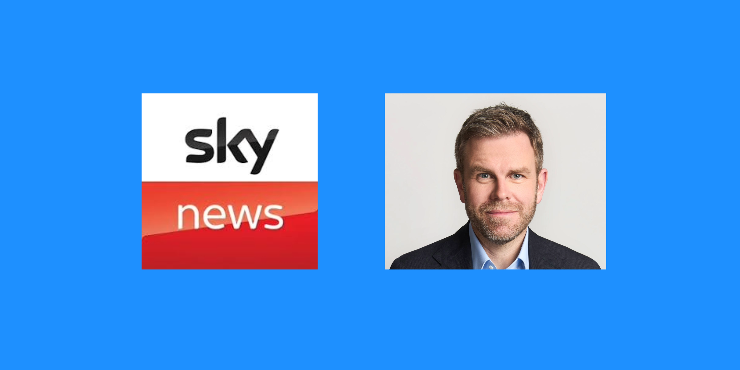 Sky news logo and presenter Matt Barbet