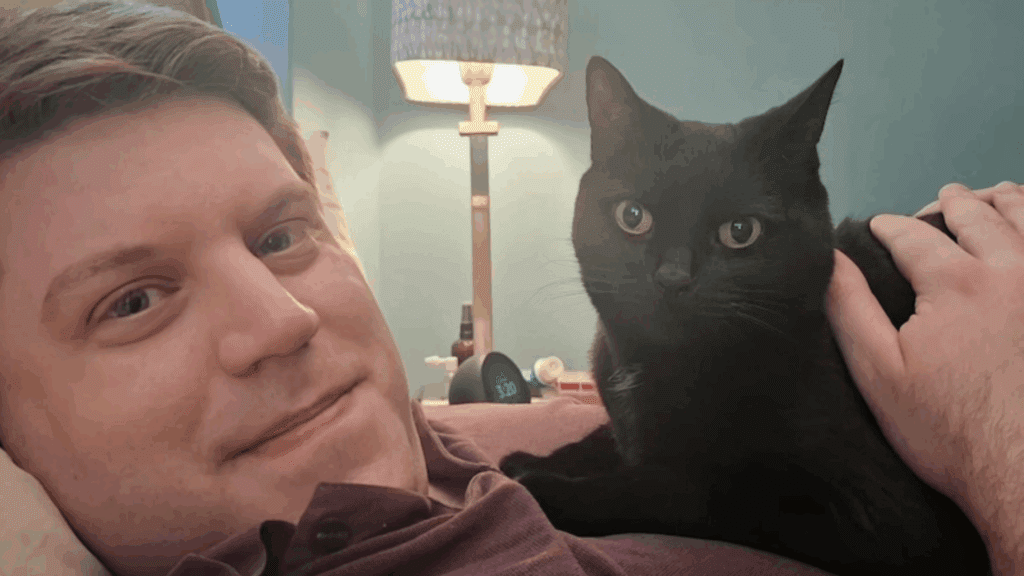 Peter Cardwell and his cat